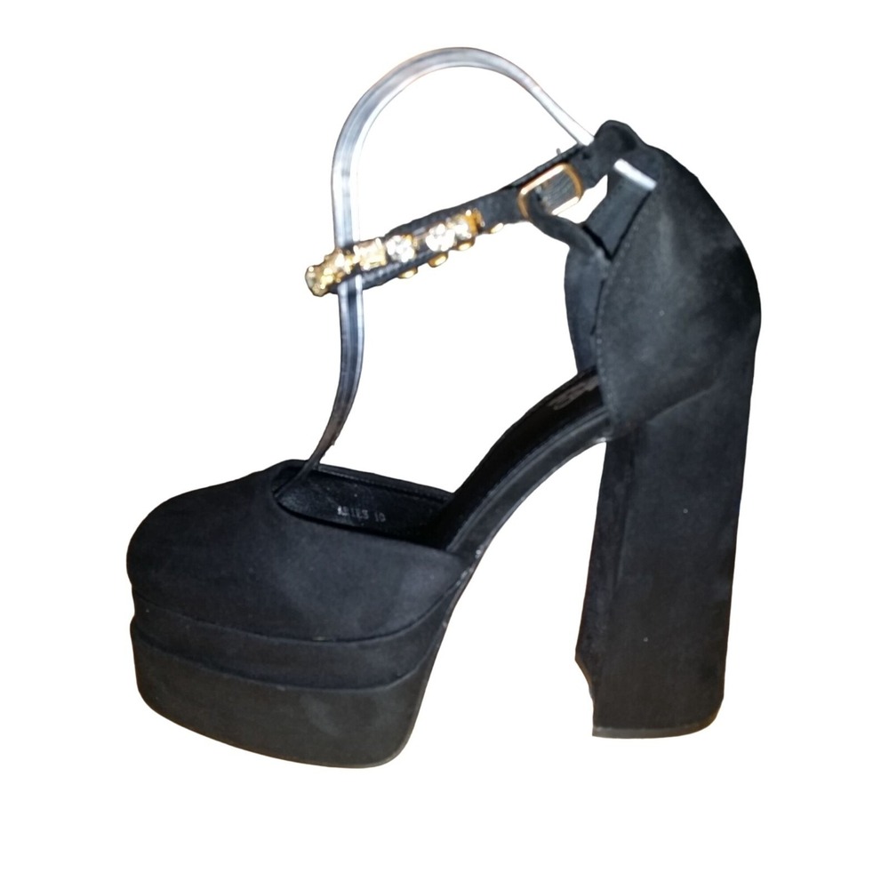 Mata Aries Rock It Chunky Heels Women Sz 10 Rhinestone‎ Strap Y2K Dual Platform